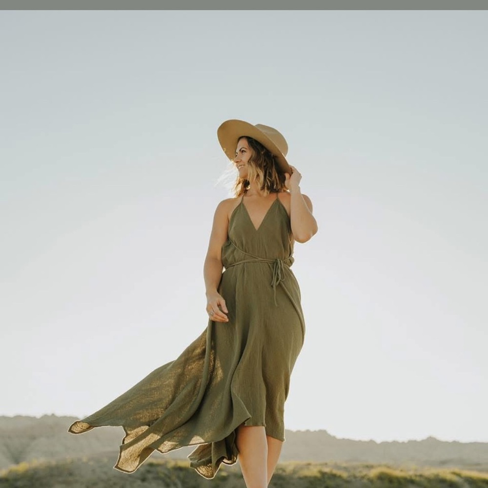 Elegant Olive Green Maxi Dress